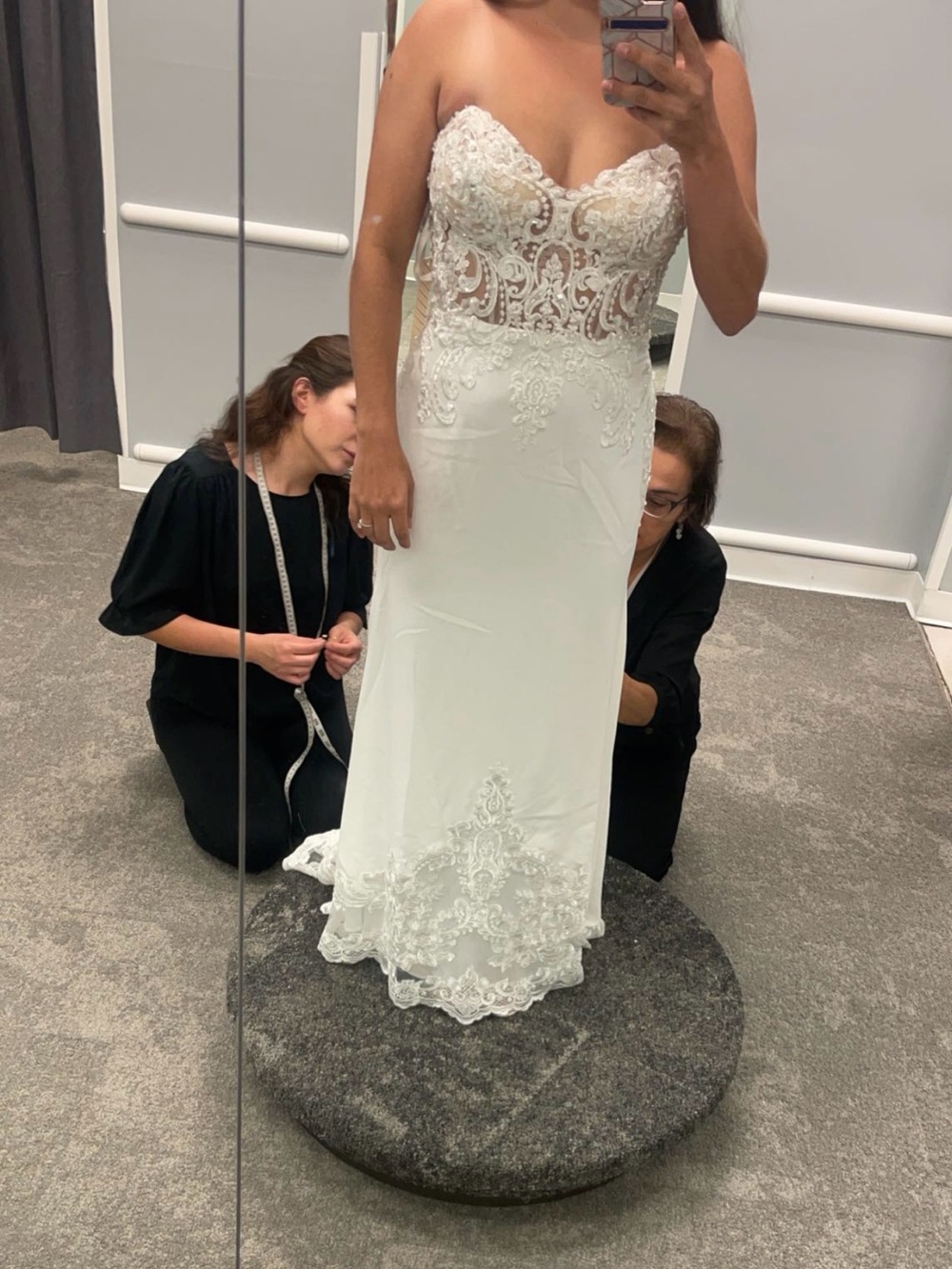 Signature White Strapless Lace Bridal Gown